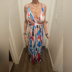 VENUS Colorful Abstract Maxi Dress